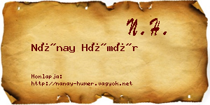Nánay Hümér névjegykártya